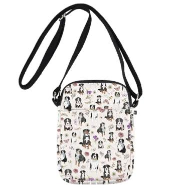 Imagem de JNIAP Bernese Mountain Dog Bolsa tiracolo Bernese Dog Lover Gift Bernese Dog Mom Gift Bernese Dog Shoulder Bag, Pé branco Cb