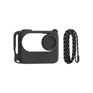 Imagem de Capa protetora de silicone com alça de pescoço compatível com acessórios de câmera de polegar Insta360 GO 3S (preto)
