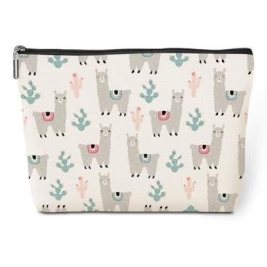 Imagem de jeilink Linda bolsa de maquiagem Zoon, presentes de lhama de alpaca, decoração de lhama engraçada, presente para amantes de lhama, Multicolorido 137, 9.8x7 Inches