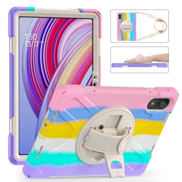 Imagem de GooodiDEAR Capa para Redmi Pad Pro 12.1, capa resistente à prova de choque Mi POCO Pad 12.1, suporte giratório de 360°, alça de mão ajustável, alça de ombro com proteção total, design de plugue contra