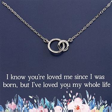 Imagem de bobauna Colar Grandma com cartão de mensagem I've Loved You My Whole Life Family Jewelry Generation Gift For Grandmother Nana, 2.5cm*1.5cm, Cobre, nagam