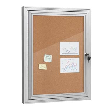 Imagem de Quadro de avisos de cortiça fechado de 66 cm x 50 cm, moldura prateada