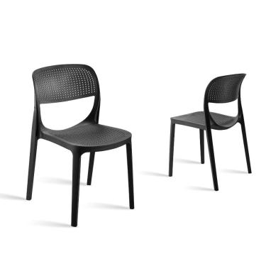 Imagem de Conjunto com 2 Cadeiras Zoe Preta em Polipropileno Moderna Mobília