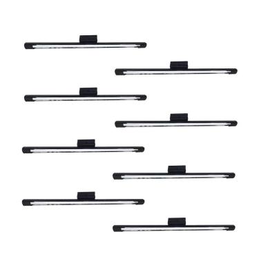 Imagem de Luminaria Tubular Sobrepor 120Cm Com Lâmpada Led 1X18w 6500K(Branco Frio)Preto Kit8