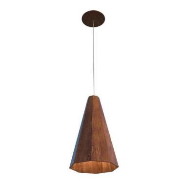 Imagem de Lustre Pendente Facetado Cônico 35x21cm 1xE27 Em Madeira - FOXLustres,