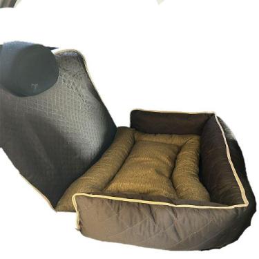 Imagem de Kit Protetor Banco Toddy Grande Colchonete Liso Marrom - ComfortPet