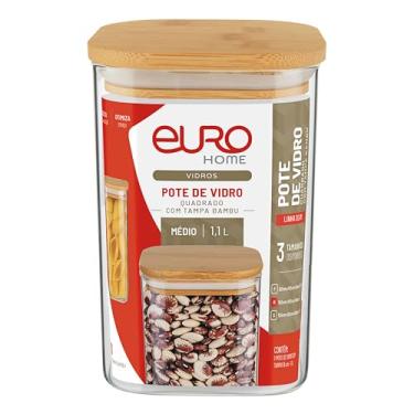 Imagem de Euro Home - Pote Quadrado de Vidro Slim com Tampa Bambu 1,1l - VDR2307-16