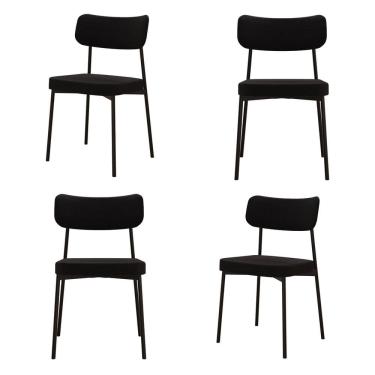 Imagem de Kit com 4 Cadeiras para Sala de Jantar Mona Yescasa Preto