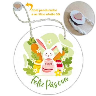 Imagem de Placa Porta com Alça Feliz Páscoa Coelho Coelha Ovo Guirlanda 20cm - F