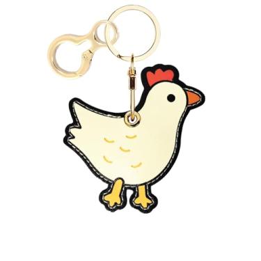 Imagem de Capa de couro para chaveiro AirTag, linda capa protetora para Apple Air Tag com chaveiro, localizador oculto antiarranhões, rastreador GPS para chaves, bolsa, animais de estimação, mochila (pintinho)