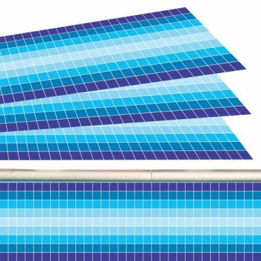 Imagem de Kit 27 Adesivos Piscina Azulejo Mosaico Quadriculado Azul 100x30cm - R