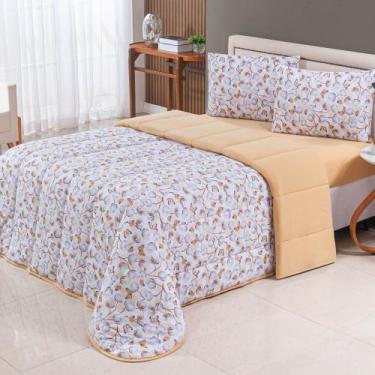 Imagem de KIT COMPLETO Edredom MALHA Dupla Face Estampado CASAL KING +JOGO DE LE