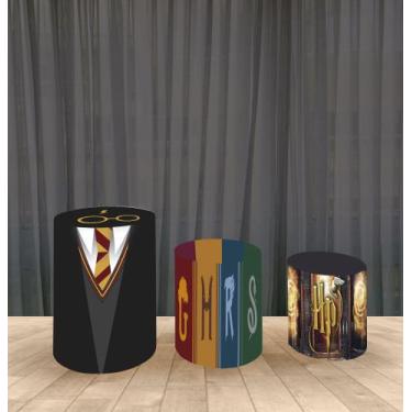 Imagem de Capa P/ Trio De Mesas Cilindro Harry Potter 1, 3 Capas - Fantasia Brás