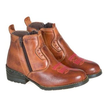 Imagem de Botinha Infantil Feminina Cano Curto Country - Cláudia Beneti, Marrom 