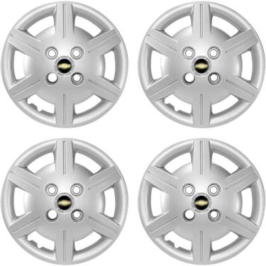 Imagem de Kit Calota Aro 13 Corsa Classic 2012 2013 2014 2015 Prata Emb Preto