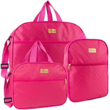 Imagem de Kit 3 Bolsas Maternidade - Kit contém 2 Bolsas Mala Maternidade e 1 Mochila de Passeio, Bolsa de Bebê Saída Maternidade (Pink)