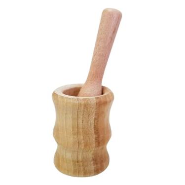 Imagem de Pilão de Madeira Clara para Amassar Temperos e Caipirinha