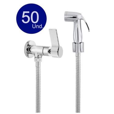 Imagem de Kit 50 Ducha Higiênica Completa C/ Registro 1/4 Volta Ducha De Mão Cro