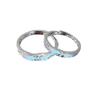 Imagem de Anéis combinando para casais, anéis ajustáveis para casais, alianças de coração romântico combinando com pedras preciosas, conjuntos de anéis de casamento, presentes de Dia dos Namorados para ele e