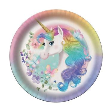 Imagem de Prato Redondo Unicórnio New - 8 Unidades