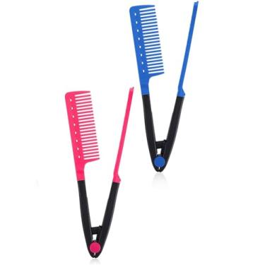 Imagem de Pente Alisador De Cabelo Conjunto De Pente De Estilizador Pente De Ferro Plano Para Lindas Tresses, Pente Alisador Com Aperto Firme, Ideal Para Cabelo Com Nó E Estilo (Pacote de 2)