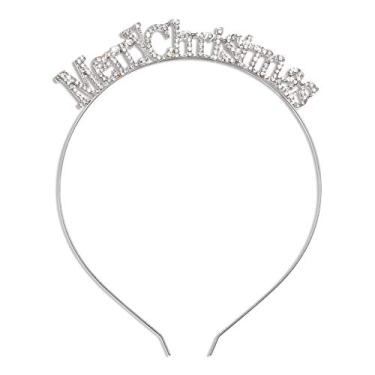 Imagem de Tiaras de Natal femininas de cristal de Natal Feliz Natal, argola de cabelo brilhante com strass, coroa de princesa, tiara para cosplay, fantasia fofa feita à mão, acessórios de cabelo, 1 pacote