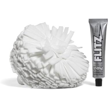 Imagem de Flitz Buff Ball Buffer Buffer Buffer Buff Ball Acessório com design auto-resfriante, nunca queima + sem ferragens expostas para evitar arranhões, polir e polir qualquer superfície, lavável na máquina, 18 cm, branco (WB201-50A)