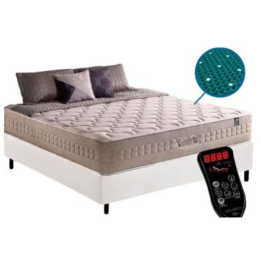 Imagem de Cama Box Casal: Colchão Molas Anjos Ensacadas MasterPocket Commodite Magnético c/ Vibro Massagem + Base crc Courano White(138x188)