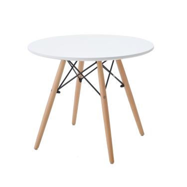 Imagem de Mesa Infantil Charles Eames Eiffel Com Base Madeira Alta 50cm E Tampo Em Mdf 60cm - Cor Branca