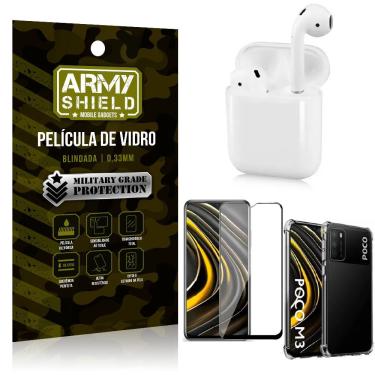 Imagem de Fone Bluetooth LY-122 Poco M3 + Capinha Anti Impacto + Película 3D - Armyshield