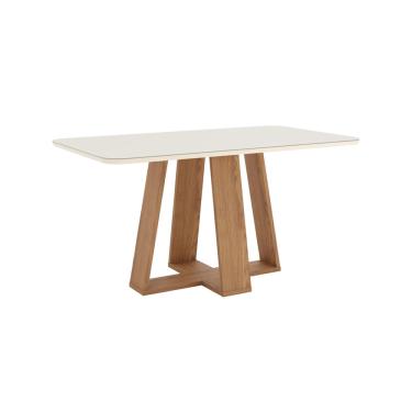 Imagem de Mesa de Jantar Lins 180 c/ Vidro Nature/Off White - Henn