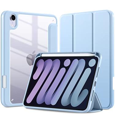 Imagem de Mastten Capa para iPad Mini 7 A17 Pro, capa para iPad Mini 7ª/6ª geração 2024/2021 de 8,3 polegadas com suporte para lápis, capa híbrida fina transparente traseira infantil, despertar/hibernar