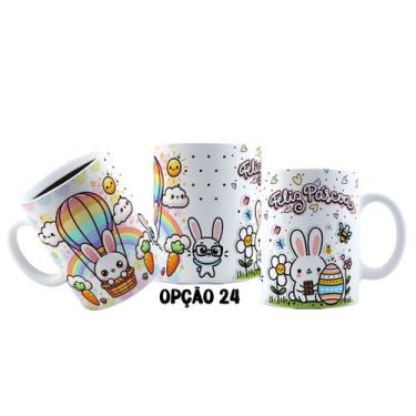 Imagem de Caneca 325ml Plástico Feliz Páscoa Fofa Coelhinhos Mimos - LARANJA E M