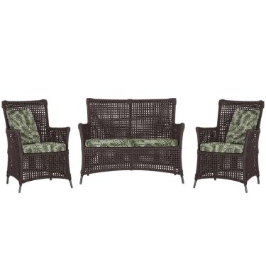 Imagem de Jogo Sofá e 2 Poltronas de Área Igapó Alumínio Pintura Preta Corda Náutica Estofado 5 Trama