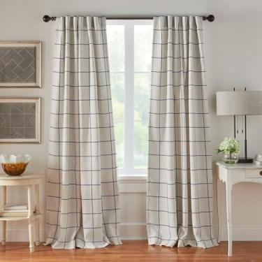 Imagem de Elrene Home Fashions Cortina blecaute xadrez Brighton Windowpane para sala de estar, quarto, sala de jantar, 132 x 213 cm (1, índigo