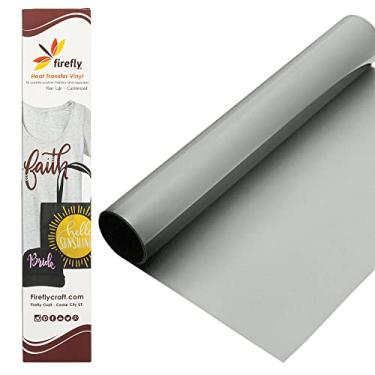 Imagem de Folha de vinil de transferência de calor prata regular Firefly Craft | Vinil HTV prateado | Vinil prateado sobre vinil para Cricut e Silhouette | Vinil prensado a calor para camisas - 30,48 cm x 50,8 cm