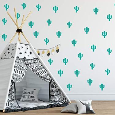 Imagem de Adesivo de Parede Infantil Cactos Azul Tiffany 60un