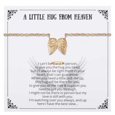 Imagem de Ralukiia A Little Hug from Heaven, colar memorial de asas de anjo para mulheres, presente de luto para a perda do ente querido, carta de lembrança do céu, presente de luto de condolência de simpatia
