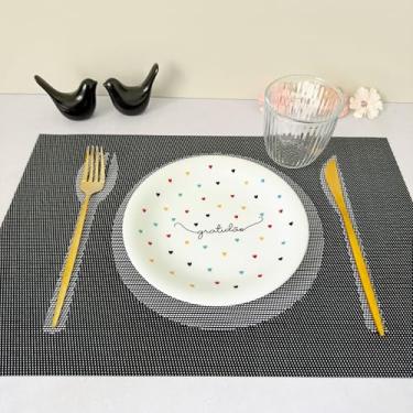 Imagem de Kit 10 Lugar Jogo Americano Retangular Mesa Posta Jantar Cozinha Sousplat Descanso De Prato Decorativo (Prato Preto)