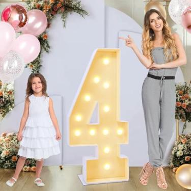 Imagem de GGPL Letreiro Luminoso Número 4 De 1,2 M, Para Decoração Festas, M Altura, Plástico, Estilo Moderno