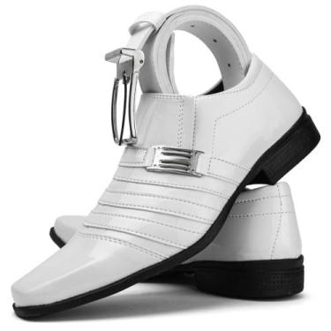 Imagem de Sapato social branco masculino pizzolev + cinto, Branco, 38