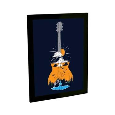 Imagem de Quadro Decorativo Violão Ilustração Montanhas Natureza Decoração Quarto Sala