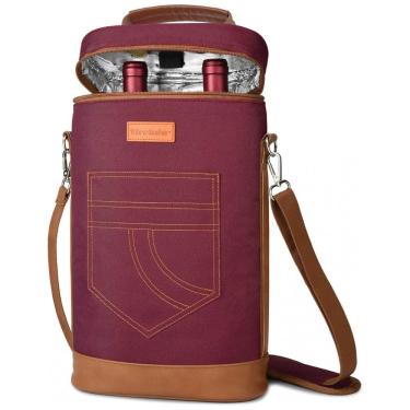 Imagem de Bolsa Térmica Para Transporte de Vinhos Tirrinia até 2 Garrafas, Vermelho Escuro
