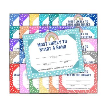 Imagem de Most Likely To Superlative Awards 30 pacotes com 21,6 x 28 cm Rainbow Polka Dot Kindergarten Elementary Teacher End of Year Certificates Candy Bar