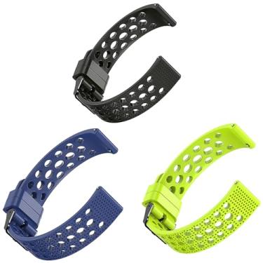 Imagem de Lamshaw Pulseira esportiva de silicone de liberação rápida de 22 mm/20 mm para Amazfit T-Rex 3, Balance, Cheetah Pro, GTR 4 Edition, Bip 5 (preto + verde + azul, 20 mm)