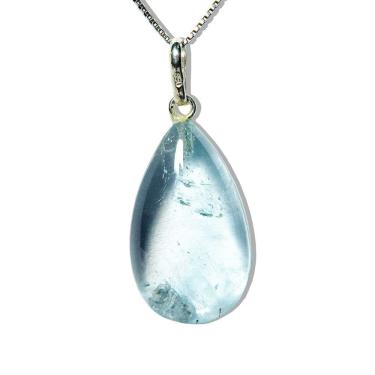 Imagem de Colar Gota Pedra Topázio Azul Pino Prata 950