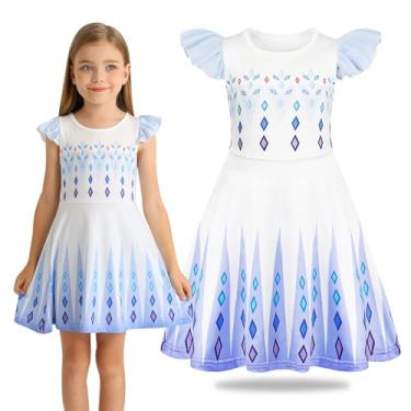Imagem de Sukyfecde Vestido de princesa para meninas, fantasias de princesa, vestidos de cosplay, festas de aniversário, roupas de Halloween, roupas de Natal 7-8, tamanho 8 (branco)