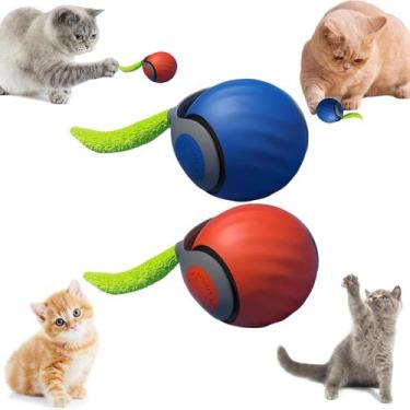 Imagem de Brinquedo interativo para gatos Speedy Tail 2.0 2 peças laranja e azul