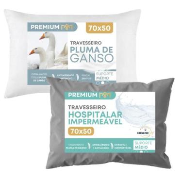 Imagem de Travesseiro Impermeável Toque Pluma De Ganso Antialérgico Anti Mofo Pl