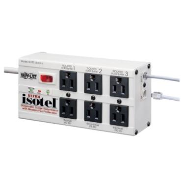 Imagem de Tripp Lite Protetor de surtos Power Strip Cabo de 1,8 m Ângulo direito Plugue 2, 6 tomadas + TEL, OFF WHITE